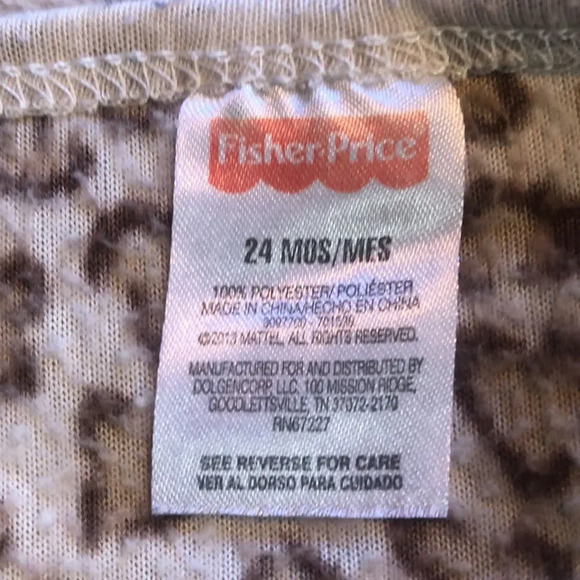 Fisher Price Leopard Print Long Sleeve Top‎ with Bow Detail, Size 12 Months - Picture 7 of 8